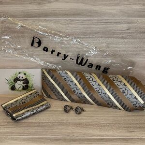 Gold and Silver Striped Tie Set